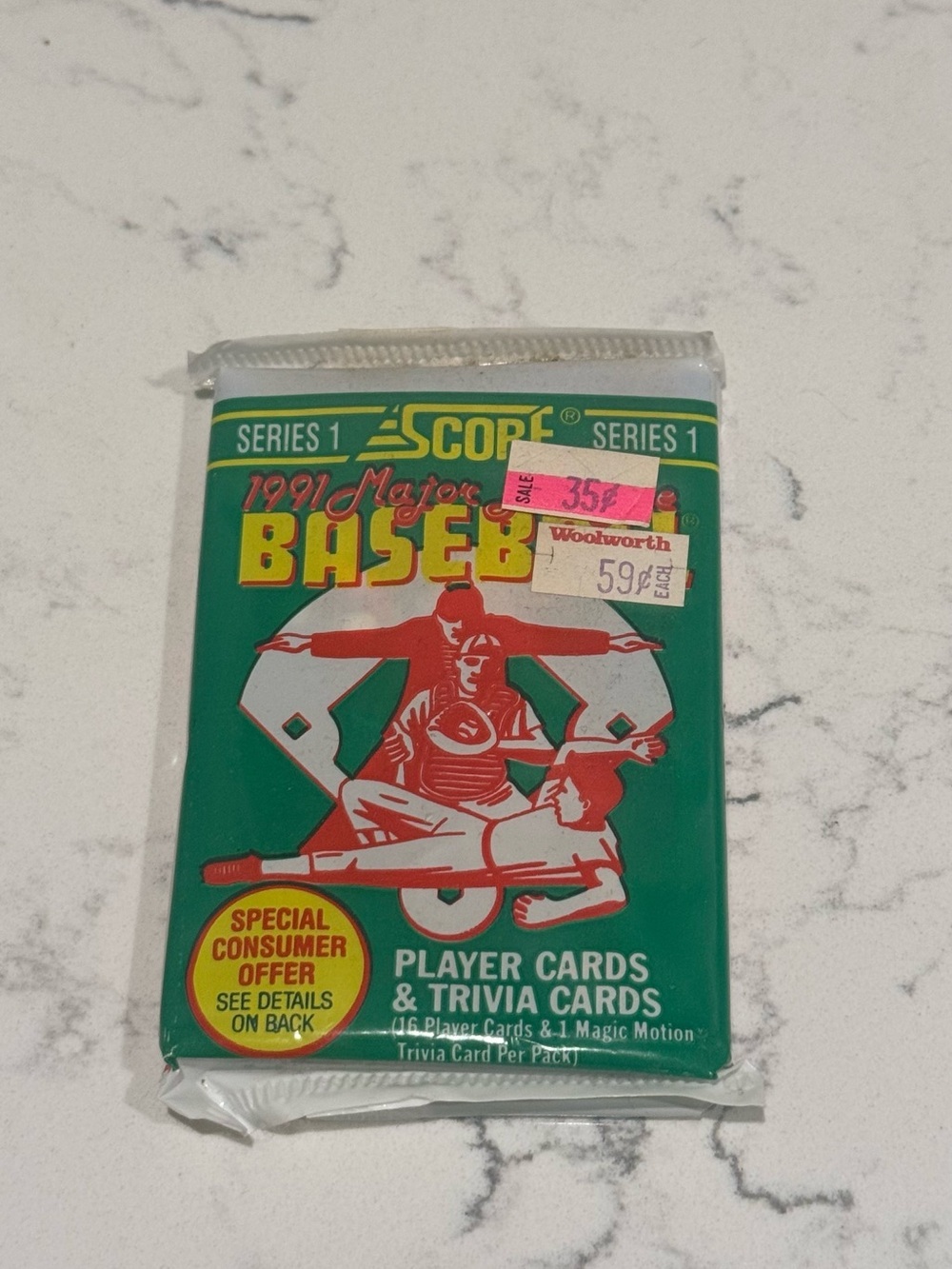 Sealed 1991 Major Baseball Series 1 Player & Trivia Card Pack